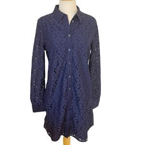 Equipment Femme Navy Blue Lace Shirt Dress – Fully Lined